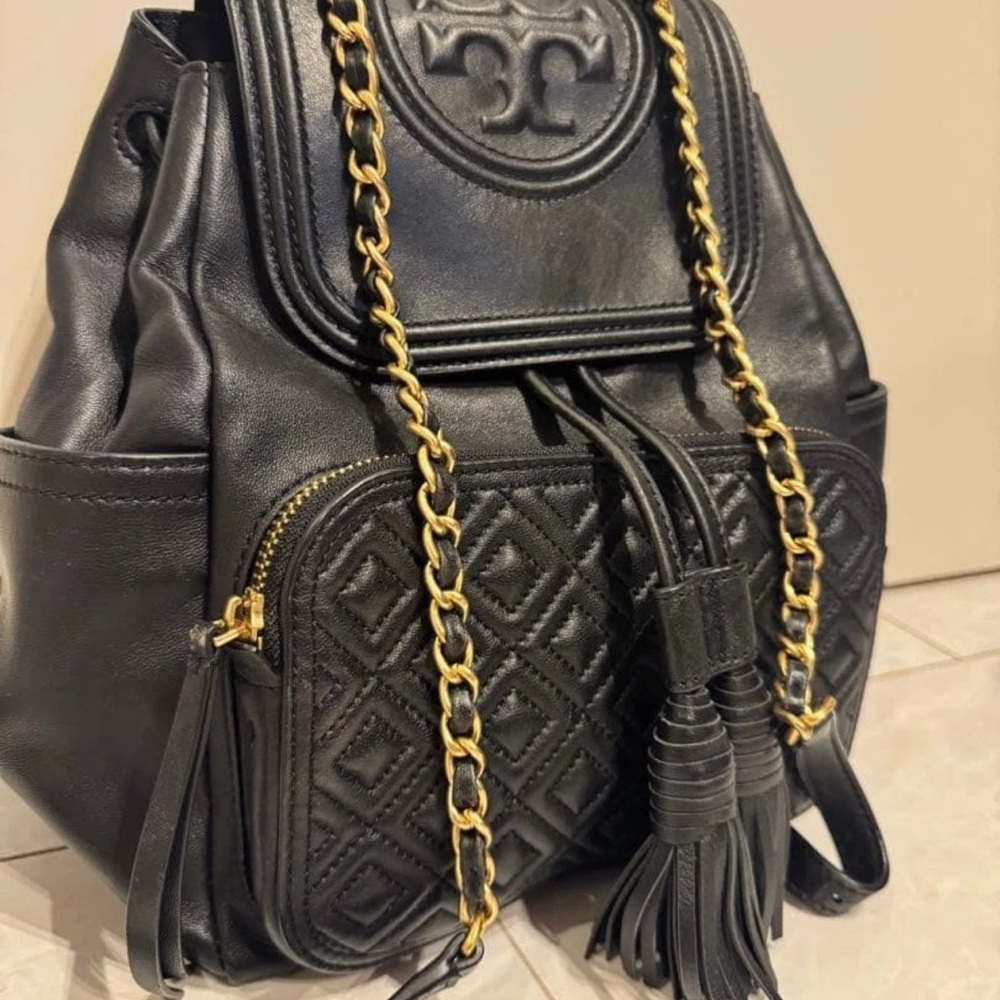 Tory Burch Navy Quilted Backpack - Picture 2 of 4